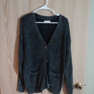 Aeropostale Charcoal Ribbed Cardigan